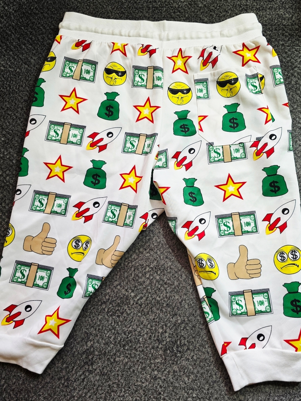 Victorious Los Angeles Emoji Money Print Long Shorts XL White Streetwear - Picture 6 of 7